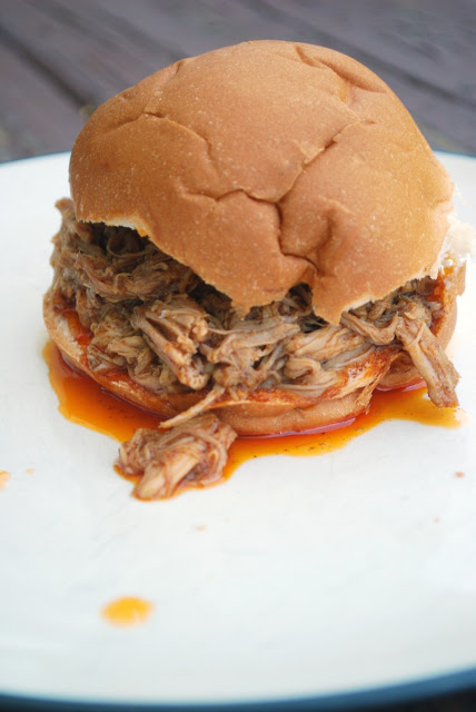 A pulled pork sandwich on a plate
