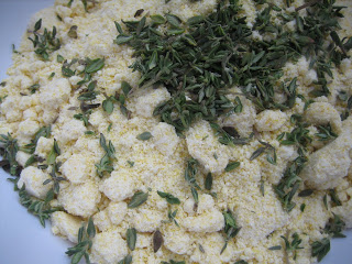 mixing the ingredients for lemon thyme cornbread