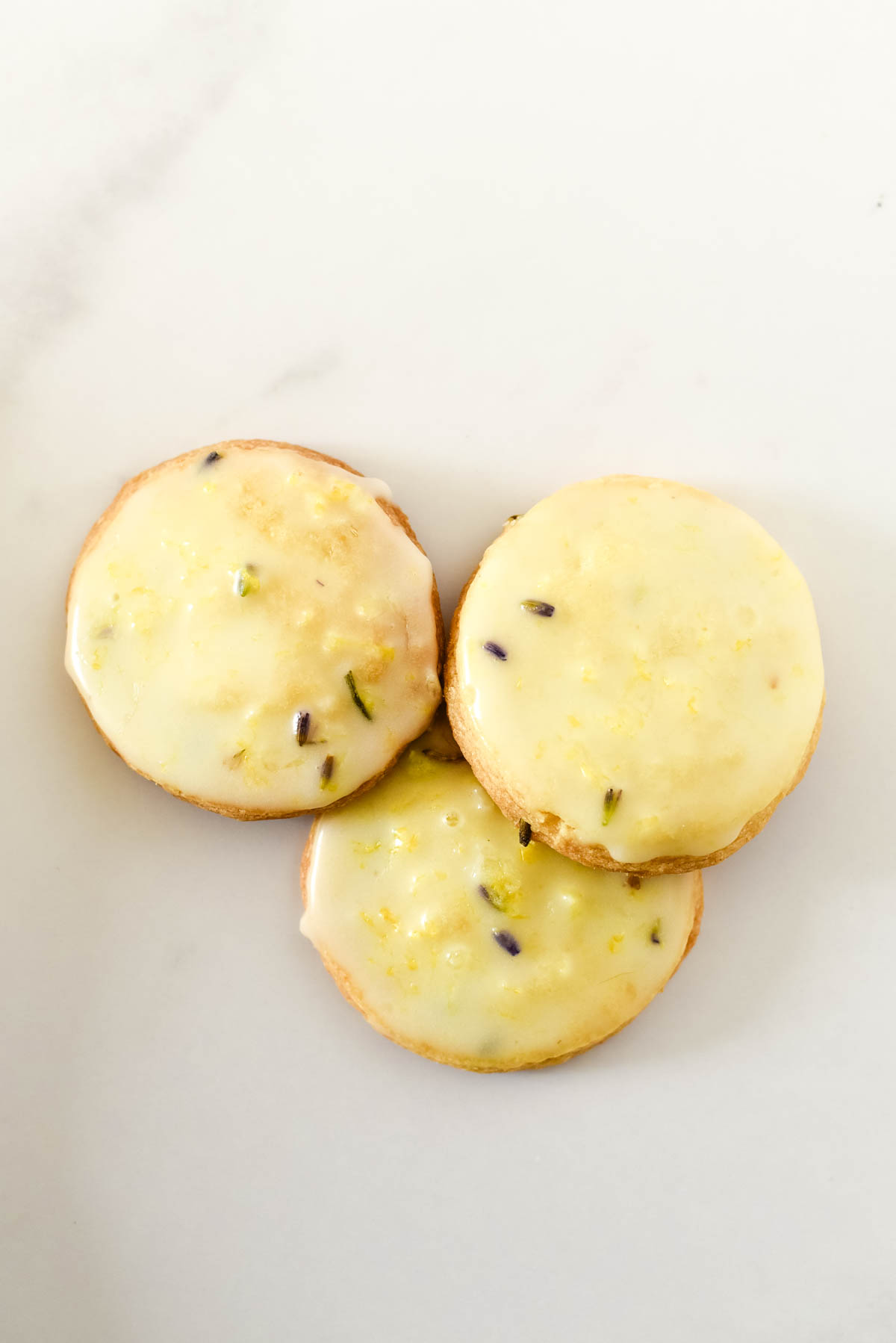 three lemon lavender cookies