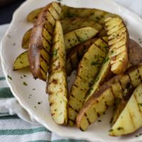 A plate with grilled Potato wedges