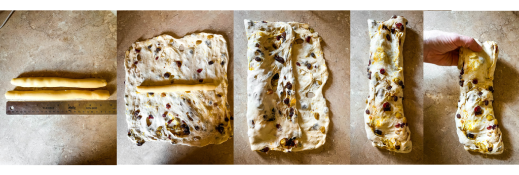 shaping stollen loaves