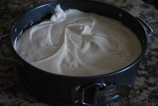 cream layer placed in springform cake pan