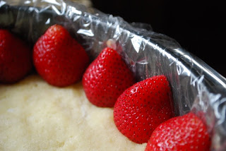 whole strawberries in a springform pan