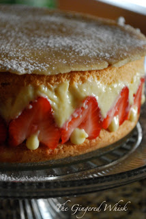 side view of french fresh strawberry fraisier