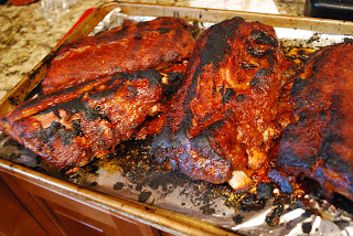 rack of ribs on foil lined baking tray