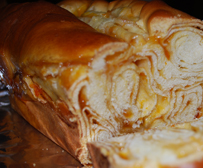 slices of poviticia dessert bread with apricot filling
