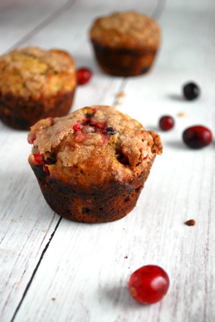 close up of cranberry muffin