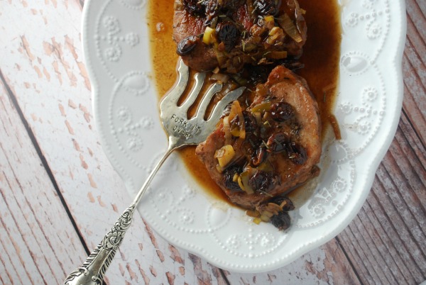 Braised Pork Chops with Cherry Sauce perfect for a weeknight dinner!