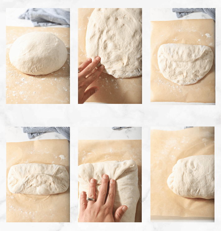 collage showing shaping of loaf