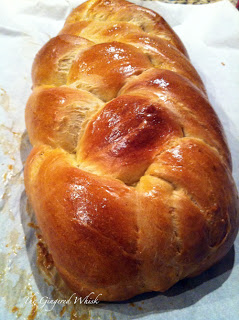 close up of challah loaf