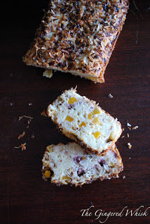 slices of pineapple quick bread next to loaf