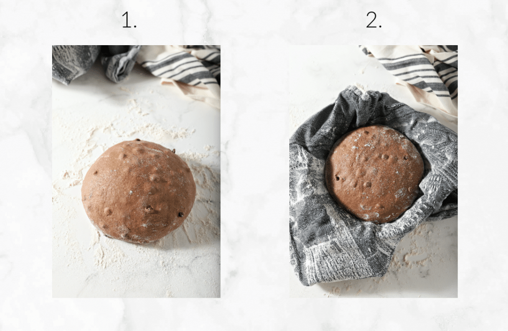 two images showing shaping of dough
