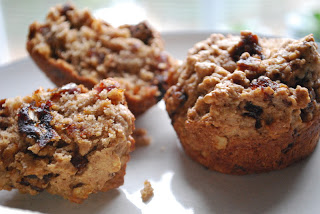 plate with date walnut muffins 