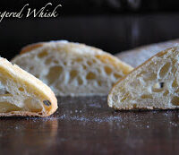 slices of sourdough ciabatta standing up on end 