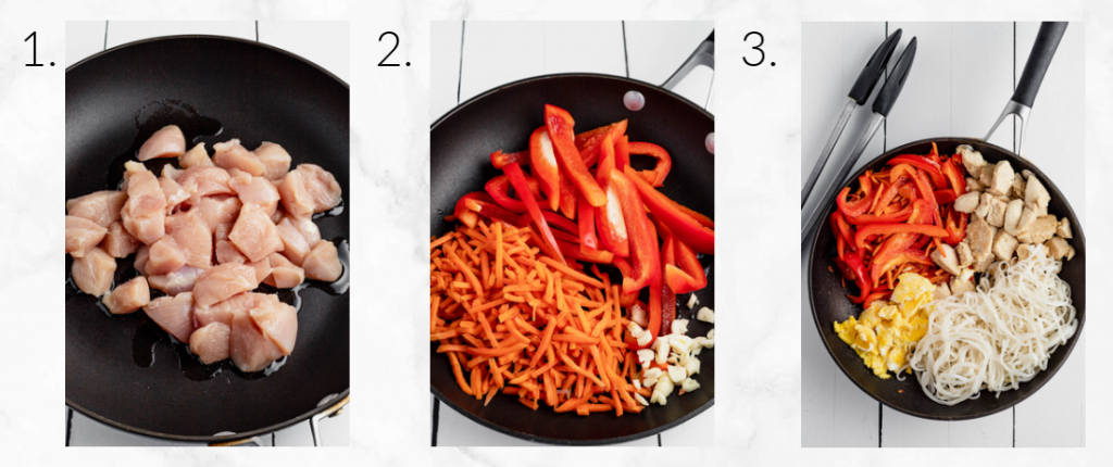 steps to stir fry chicken and veggies