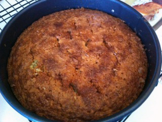 freshly baked torta de santiago in cake pan
