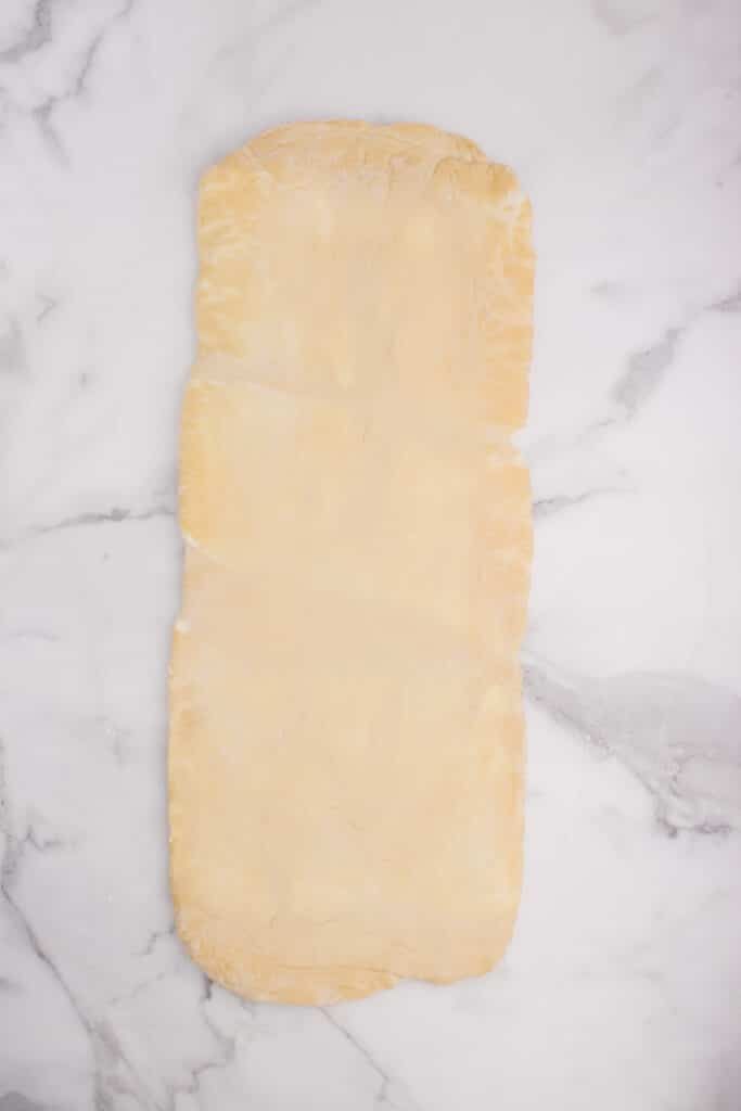 dough rolled out into long rectangle