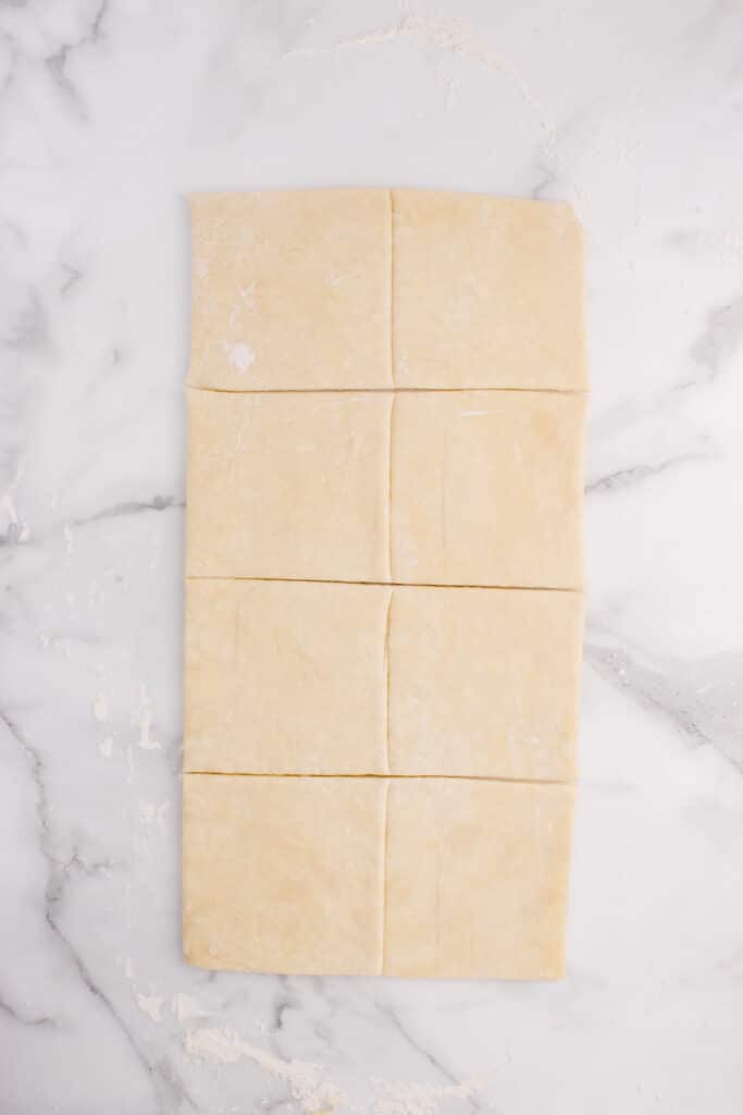 dough cut into squares