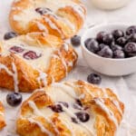 sourdough danish pastries with cream cheese filling and blueberries