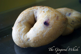 close up of sourdough bagel