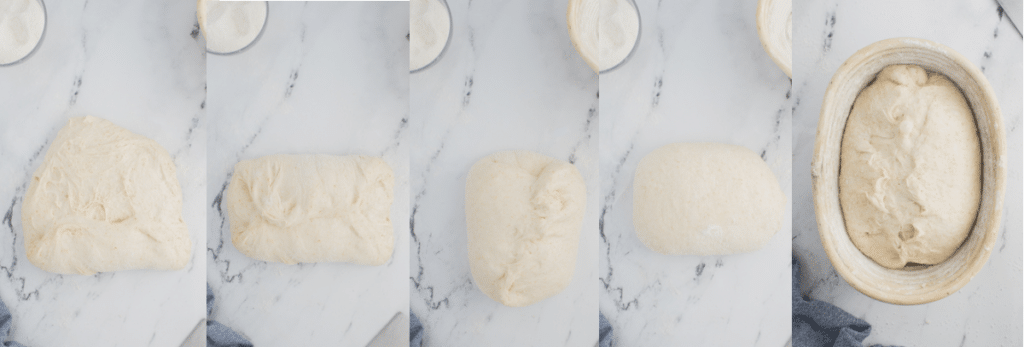 shaping sourdough dough into ball