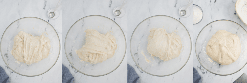 stretch and fold sourdough dough