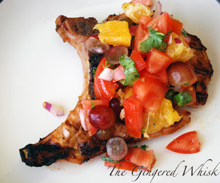 Grilled Pork Chops with Orange and Grape Salsa