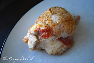 chicken cordon bleu on white plate