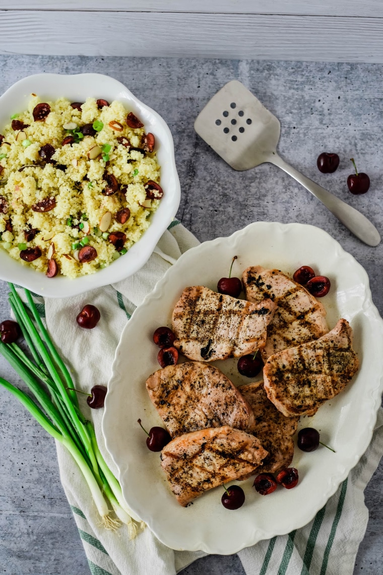 pork chops with cherry couscous