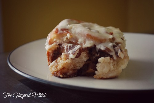 apple walnut cinnamon roll on plate