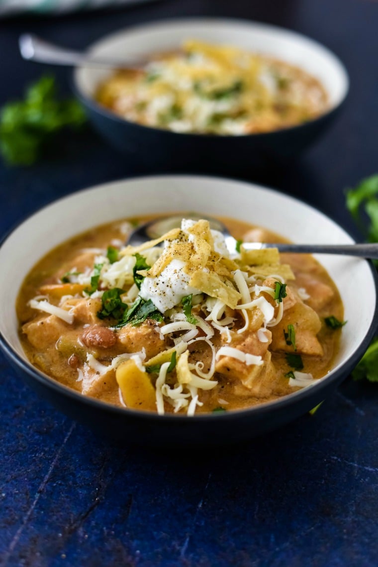 Two bowls of chicken chili 