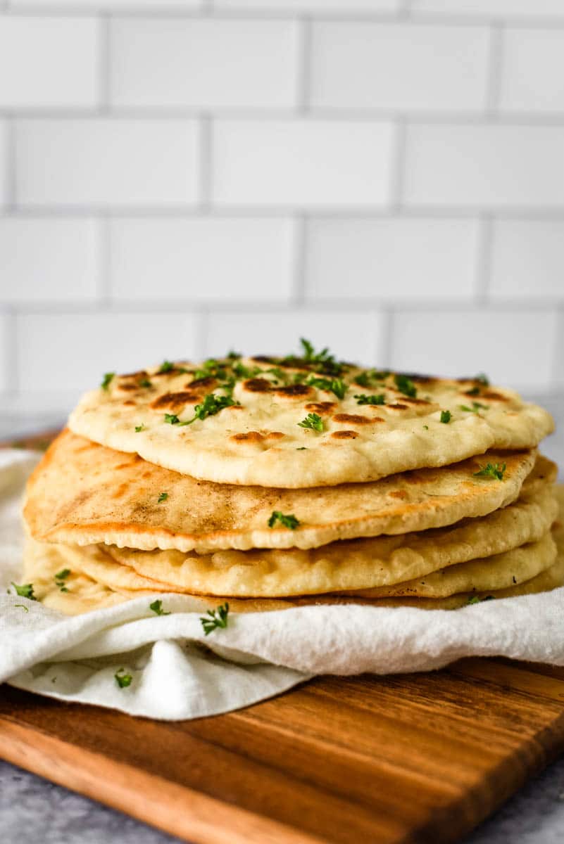 stack of sourdough naan 