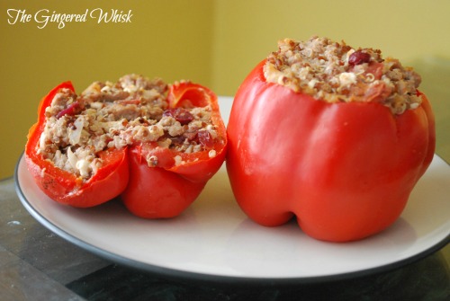 stuffed red peppers on plate