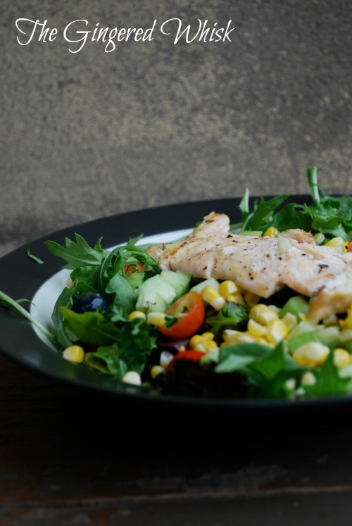 Grilled Chicken, Corn and Blueberry Salad with Lemon Vinaigrette