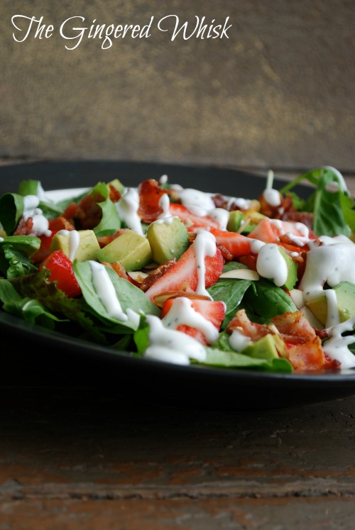 Strawberry, Avocado and Bacon Salad with Creamy Dressing 