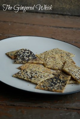 Sourdough Crackers recipe on plate with everything topping