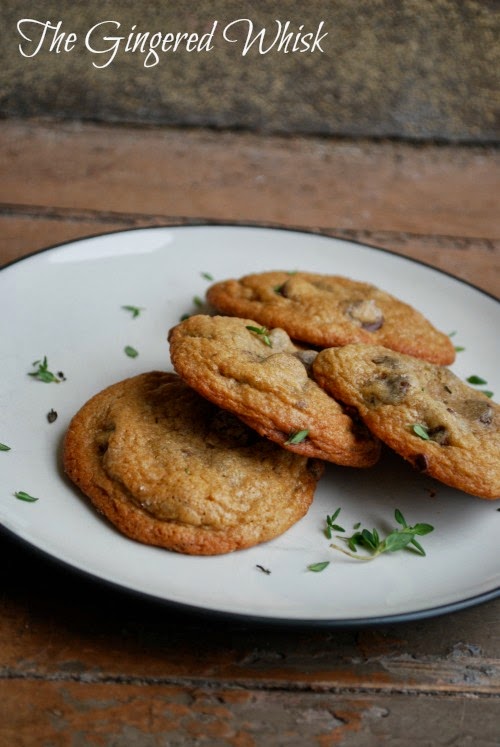 chocolate chip cookies made with fresh thyme