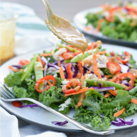 Thai Kale Salad with Chicken and Peanut Dressing