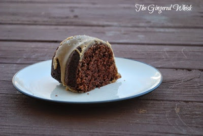 slice of Guinness chocolate bundt cake on white plate