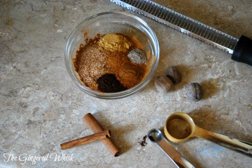 ingredients for cinnamon roll spice mix on counter