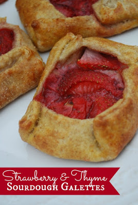 close up of strawberry galette with rustic sourdough crust