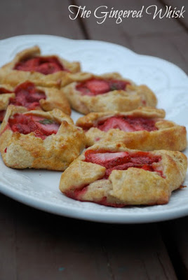  6 strawberry galettes on white plate