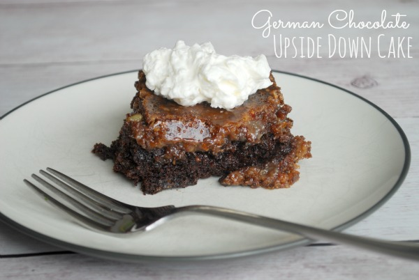 slice of german chocolate cake on plate with fork