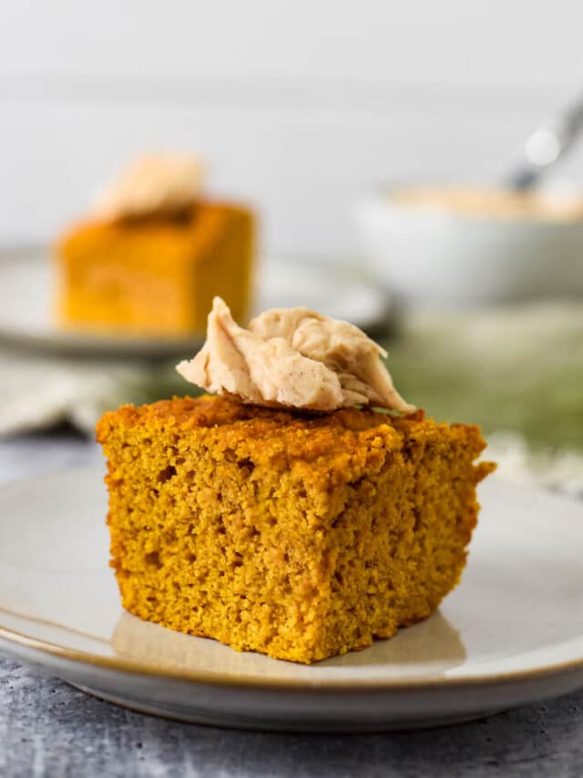 pumpkin cornbread piece on plate