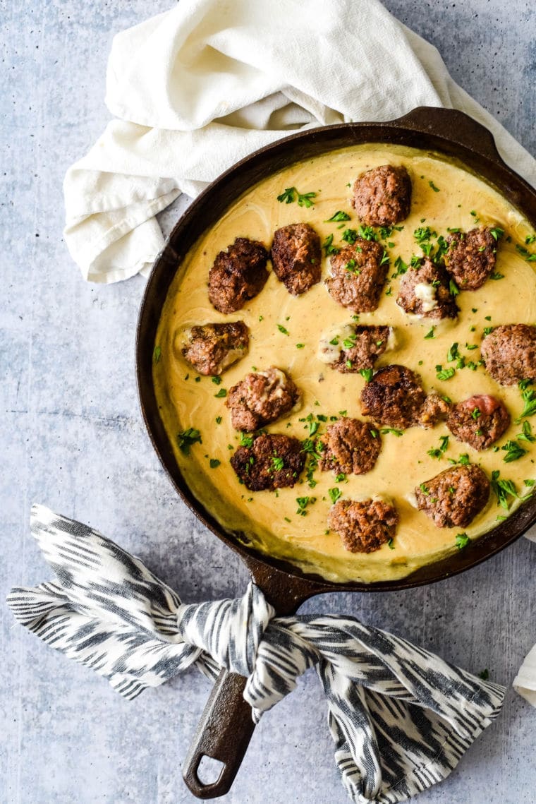 swedish meatballs in cast iron skillet