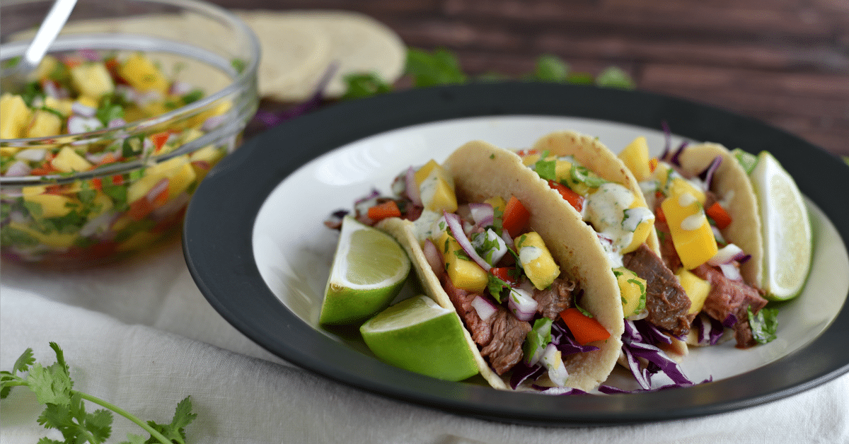 Flank Steak Tacos Recipe with PineappleMango Salsa