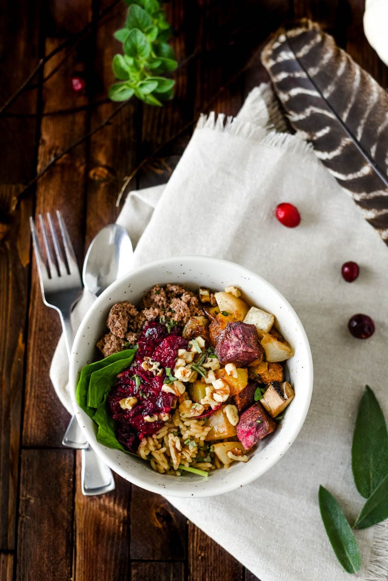 native american inspired dinner in white bowl 