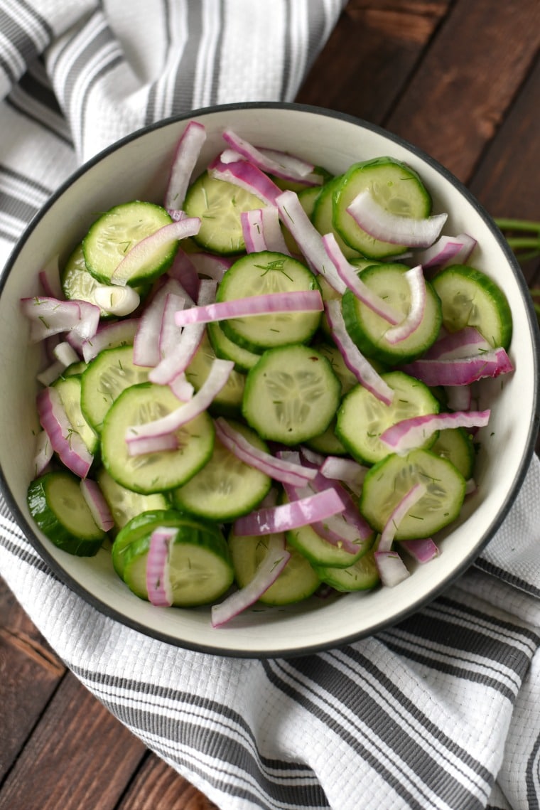 Overhead view of cucumber recipe