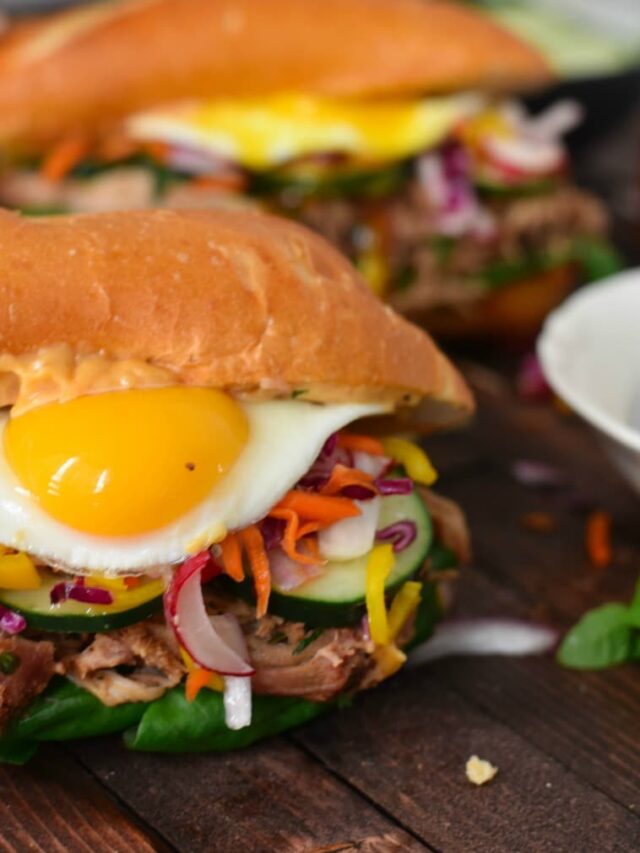 Two Bahn Mi Sandwiches with Runny Egg Yolks