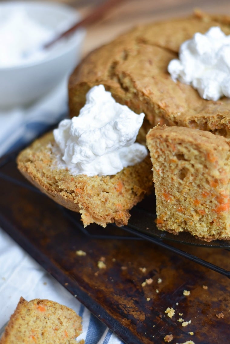 Slices of Carrot Cake with Whipped Cream 